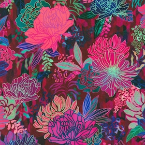 Dahlias 100% quilting cotton fabric 108&quot; wideback