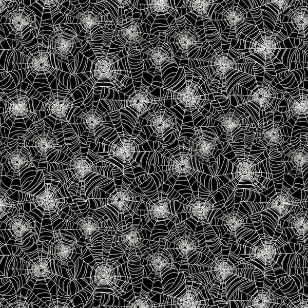 Black Glow in the Dark Webs Cotton Fabric