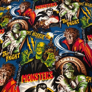 Monster movie fabric by Robert Kaufman 100% quilting cotton fabric