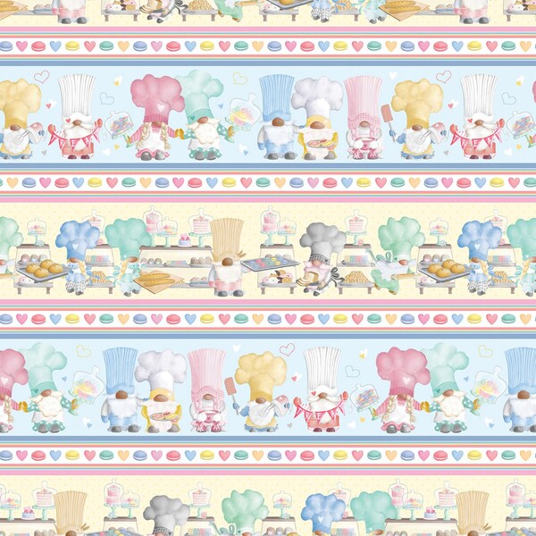 Multi Gnome Baking Stripe Cotton Fabric