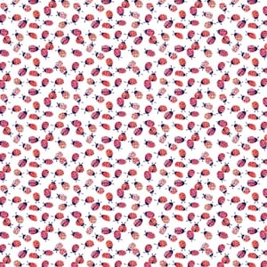 White Ladybugging Cotton Fabric