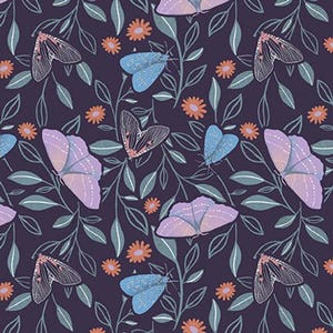 Midnight Moths Cotton Fabric