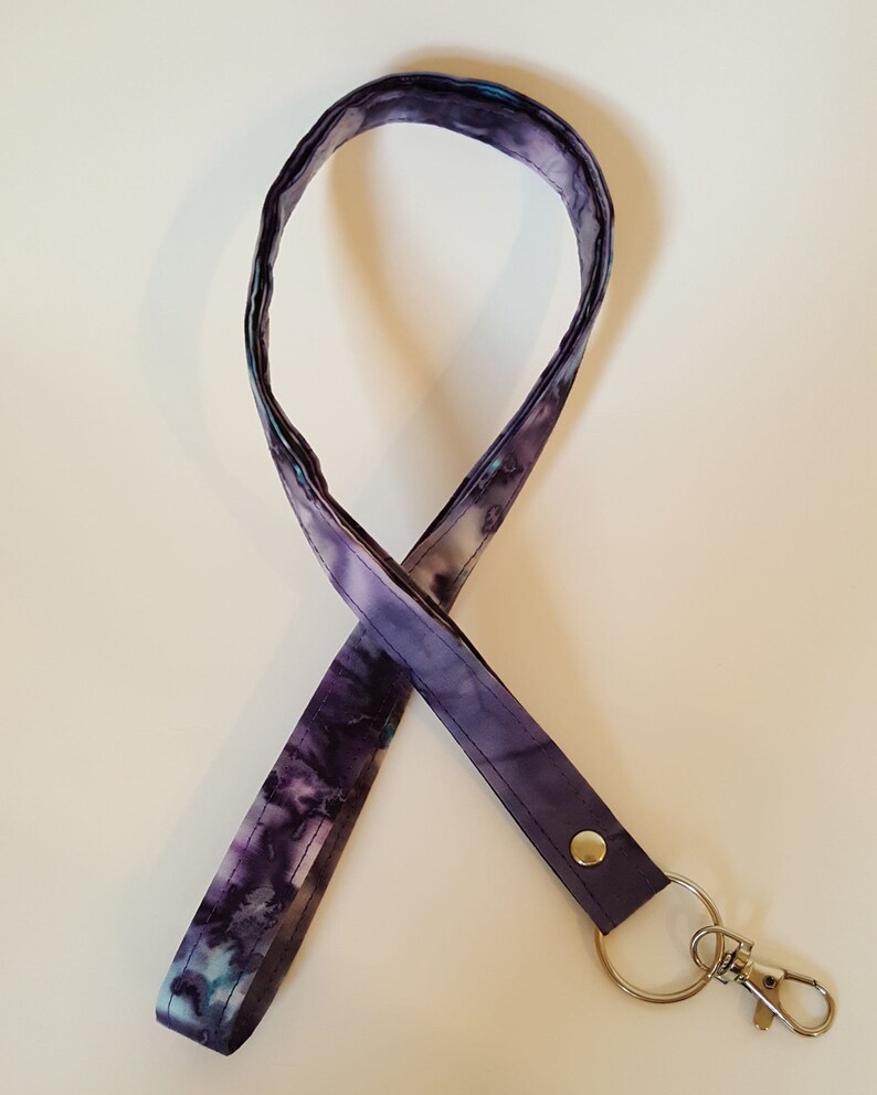 Lanyard/id Badge Holder/ Lanyard With Swivel Clip Purple Batik Etsy