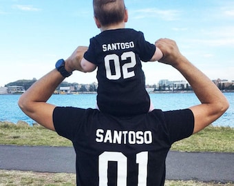 Magliette personalizzate abbinate per padre e figlio, regalo per la festa del papà.