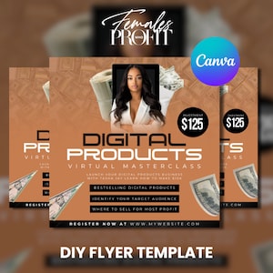 Masterclass flyer, Digital Products Virtual Class flyer, Marketing Course Flyer, PLR Training, Master class flyer, Passive Income Class