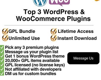 Custom WordPress & WooCommerce GPL Plugin Bundle – Choose 3 + Theme | Lifetime Access and Unlimited Use