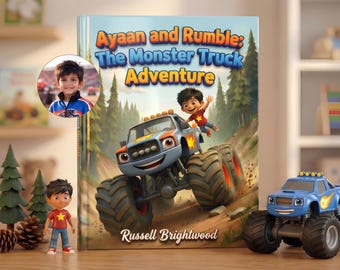 Personalisiertes Monster-Truck-Bilderbuch für Sohn, Geschenk mit individuellem Namen, Jungengeburtstag, Abenteuer für Kleinkinder