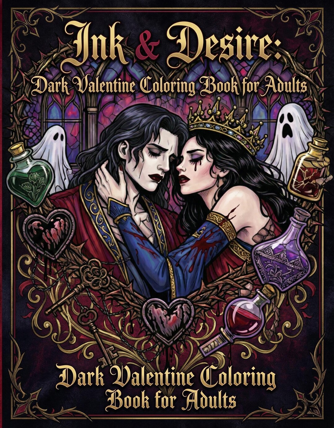 Gothic Romance Coloring Book | Dark Fantasy Art, Skulls & Roses (PDF ...