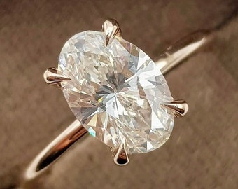 Anello di fidanzamento solitario Moissanite con taglio ovale, anello nuziale con diamante ovale, anello di proposta, anello di promessa, semplice anello ovale carino regalo per lei.