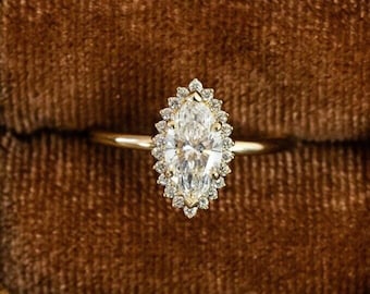 Anello di fidanzamento con diamante da laboratorio taglio marquise da 2 ct, regalo di anniversario per lei, anello nuziale con diamante Moissanite, anello di promessa marchesa, anello nuziale