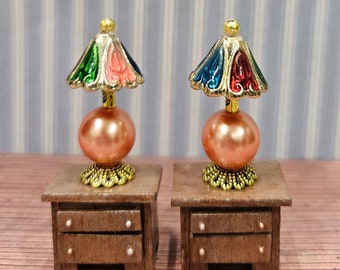 1:24 Half Scale Miniature Dollhouse Non-Working Tiffany Style Table Lamps