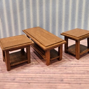 1:24 Half Scale Miniature Dollhouse Modern Coffee and End Tables image 1