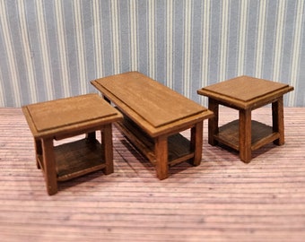 1:24 Half Scale Miniature Dollhouse Modern Coffee and End Tables