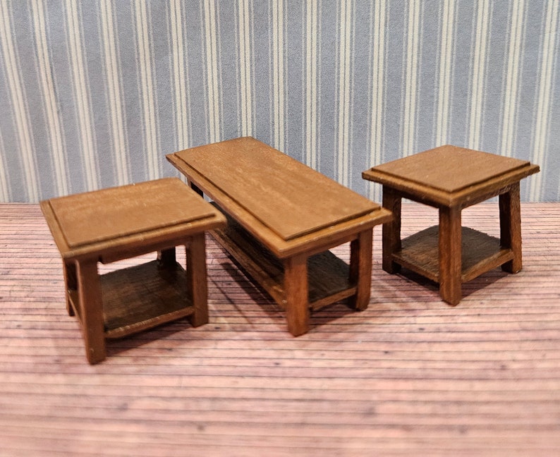 1:24 Half Scale Miniature Dollhouse Modern Coffee and End Tables image 1