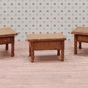 1:48 Quarter Scale Miniature Dollhouse Coffee Table & End Lamp Tables