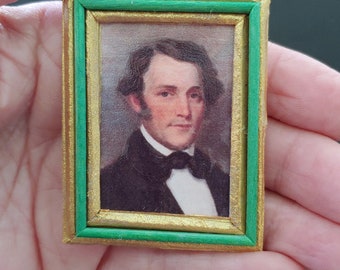 1:24 Half Scale or 1/12 Scale Miniature Dollhouse Framed 19th Century Portrait