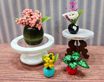 4 Miniature Dollhouse Plants in Containers