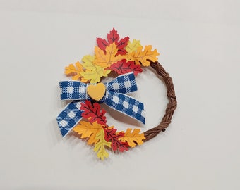 1:12 Scale Miniature Dollhouse Fall Leaf or Halloween Grapevine Wreath