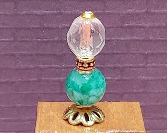 1:24 Half Scale Miniature Dollhouse Aqua Green Hurricane or Boudoir Lamp - Non Working