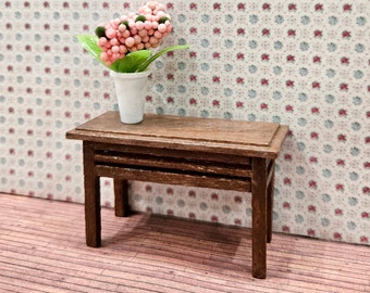 1:24 Half Scale Miniature Dollhouse Dark Maple Finished Console or Hall Table