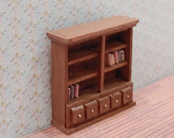 1:48 Quarter Scale Miniature Dollhouse Double Bookcase & Books