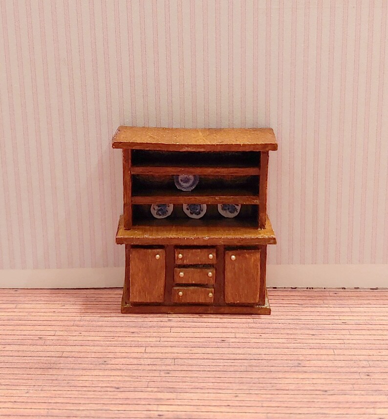 1:48 Quarter Scale Miniature Dollhouse Hutch China Cabinet afbeelding 2