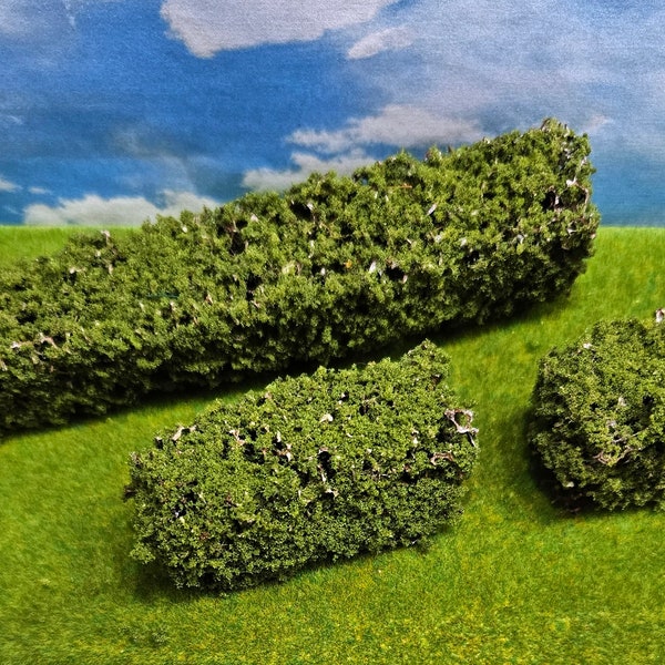 3 Miniature Hedges for Dollhouse, Diorama, Fairy Garden, Wargaming or Railroad