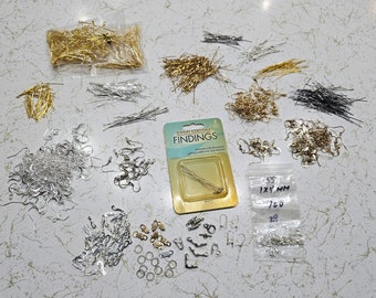 Destash Lot of Findings for Jewelry - Earwires, Headpins, Eyepins, Clasps, Etc