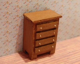 1:48 Quarter Scale Miniature Dollhouse Wood Chest of Drawers