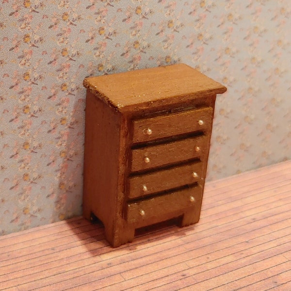 1:48 Quarter Scale Miniature Dollhouse Wood Chest of Drawers
