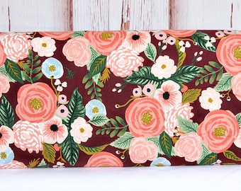 CreamBurgundy Remember When Floral Fabric