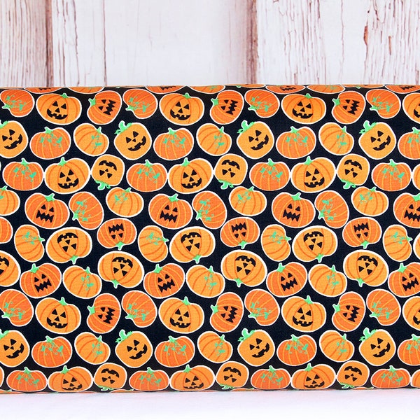 Halloween Boolicious by Maude Asbury, Pumpkin Bites, Halloween Pumpkins, PWMA002.Black, 100% Quilting Cotton