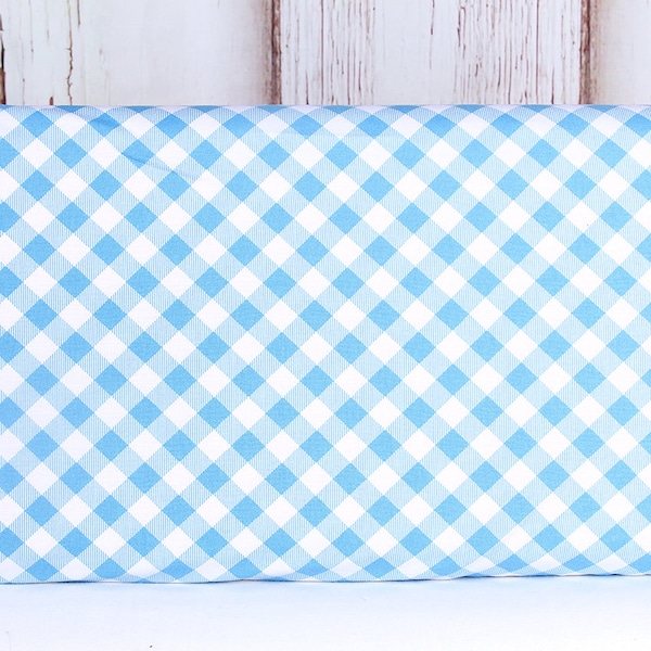 Henry Glass & Co, Priscillas Plaids Blue and White, Large 1/4 Diagonal Check Fabric, 9300-11, 100% Quilting Cotton