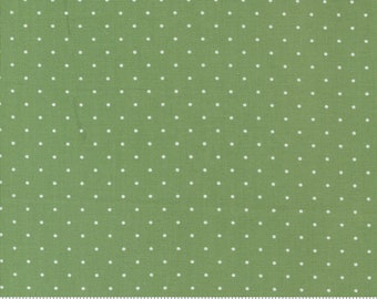 Moda Fabrics, Shoreline de Camille Roskelley, Lunares color crema claro sobre verde, 55307-15, Tejido de algodón 100% acolchado