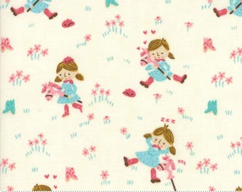 Moda, Howdy, Stacy Iest Hsu, Girls on Horses Cream 20551, 100% algodón para acolchado, Agotado