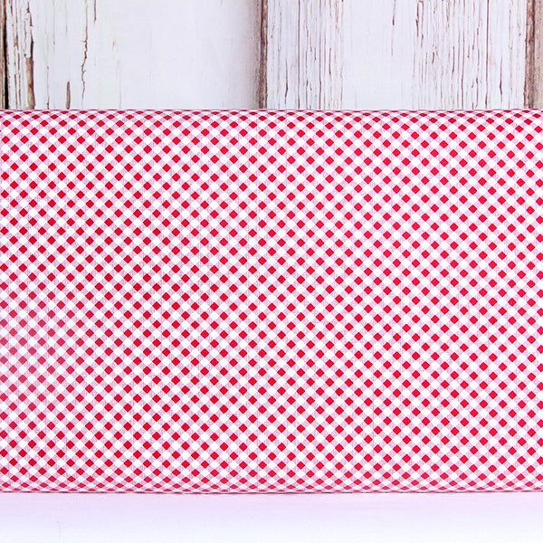 Henry Glass & Co, Chelsea Checks Red and White, Small 1/8 Diagonal Check Fabric, 9700-8, 100% Quilting Cotton