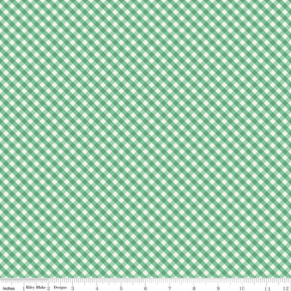 Riley Blake, Spring Gardens by My Mind's Eye, Green Gingham, C14114, 100% Quilting Cotton Fabric