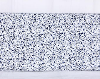 Moda Fabrics, Blueprint by Camille Roskelley, Medium Navy Flowering Vines on White, 55335-26, 100% Quilting Cotton Fabric