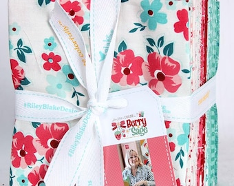 Riley Blake, Berry and Sage by Lori Holt, 21 Piece Fat Quarter Bundle, Precut Quilting Fabric