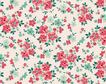 Riley Blake, Berry and Sage by Lori Holt, Floral Latte, C17388, 100% Quilting Cotton Fabric