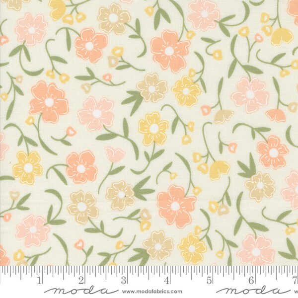 Moda, Flower Girl by Sheri and Chelsea, My Sew Quilty Life, Main Large Off White Floral, 31730-11, 100% Quilting Cotton