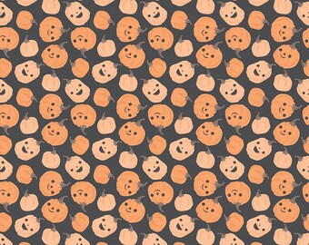 Riley Blake, Frank and Friends, Pumpkins on Charcoal, C17472, 100% Quilting Cotton Fabric