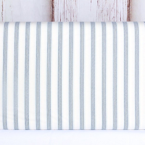 Moda Fabrics, Isabella by Minick and Simpson, Light Blue Stripes on Off White, 14946-21, 100% Quilting Cotton Fabric