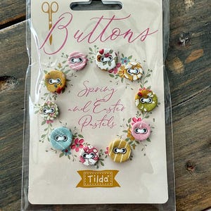 Tilda Fabrics, Creating Memories Spring, 400062, 1 pack, 10 Small Sized Fabric Covered Buttons