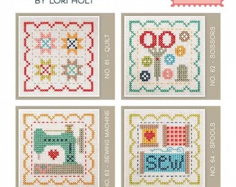 It's Sew Emma Stitchery, Cross Stitch Card P by Lori Holt, 4 Designs One On Each Card