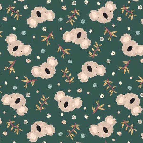 RJR Fabrics, Wild Ones, Koala Dance Leafy Green, RJ4100-LG3, 100% Quilting Cotton Fabric