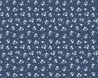 Riley Blake, American Beauty by Dani Mogstad, Ditsy Navy, C14446, 100% Quilting Cotton Fabric
