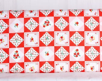 Poppie Cotton, Farmhouse Fancy, Farm Quilts Red FH25962, 100% Quilting Cotton Fabric
