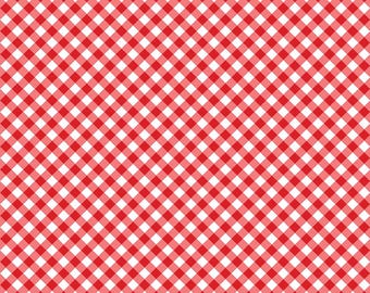 Riley Blake, Tasha Noel, Seaside, Cuadros diagonales grandes rojos, C7236, 100 % algodón para patchwork, Agotado