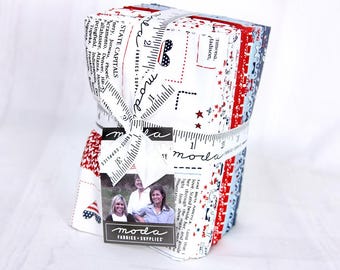 Moda, Independence Day by Sweetwater Fabrics, 32 Piece Patriotic Fat Eighth Bundle 9" x 22" Precut Quilting Fabric